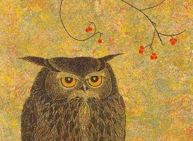 版画-猫头鹰